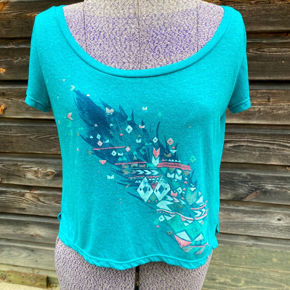 American Eagle Outfitters Vintage T Aztec Feather Cropped Tee Shirt